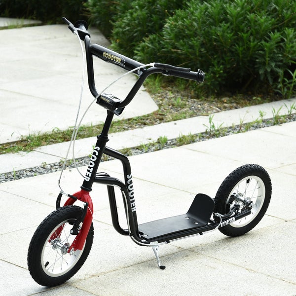 HOMCOM Kinderroller, 120L x 58B x 75-80H cm, Stahl, Aluminium, Gummi, Schwarz