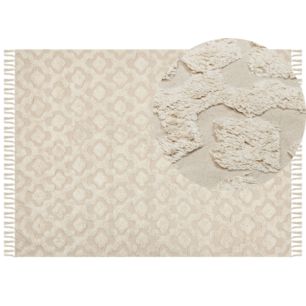 Teppich AKSARAY Beige 160 x 230 cm Baumwolle