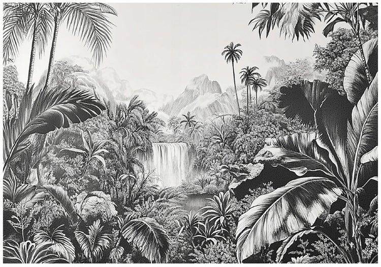 Fototapete Dschungel Schwarz Weiß Wohnzimmer Vlies Tapete 250x175 cm