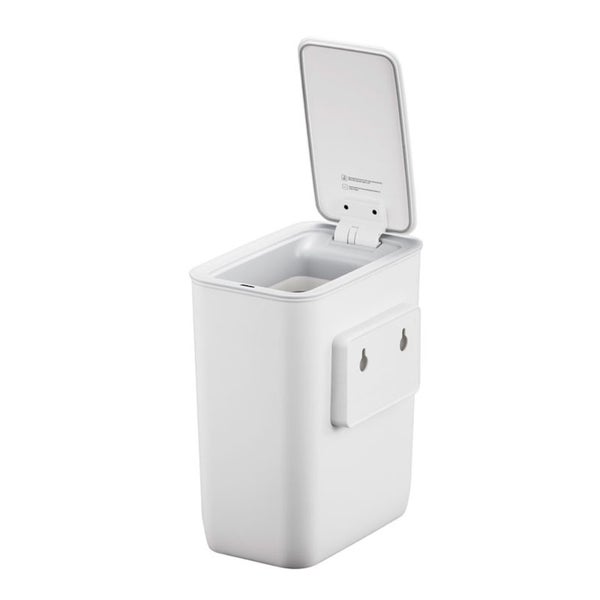 PROREGAL Moderner Quadratischer Abfalleimer Mit Smart Sensor Zur Wandmontage 8 Liter HxBxT 31 x 26 x 16,5 cm Weiß
