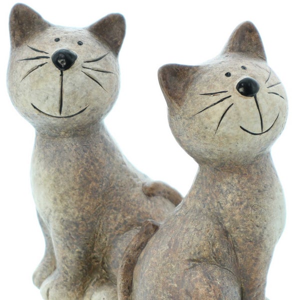FRANK FLECHTWAREN | Figur Katze, 2er Set, TERRACOTTA, 10 x 7,5 x 16,5 cm