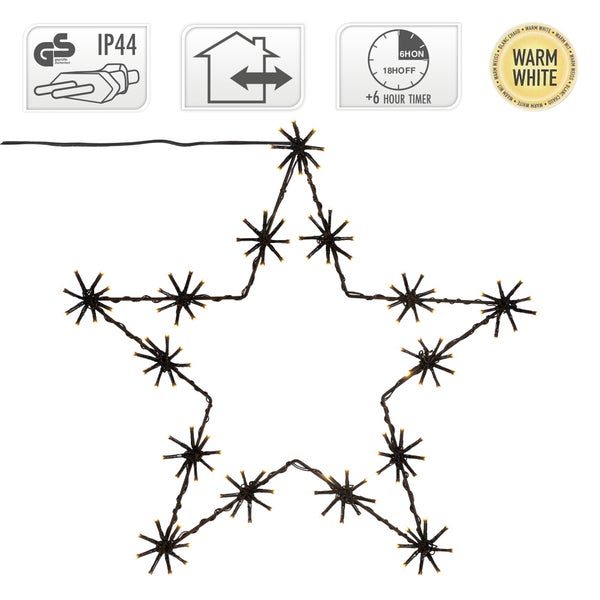 ECD Germany LED-Weihnachtsstern mit 120 warmweißen LEDs, 50cm, Innen/Außen, IP44 Wasserdicht, strombetrieben, Timer, zum Aufhängen, Metall, Weihnachten LED Stern Weihnachtsdeko Dekostern Fensterdeko