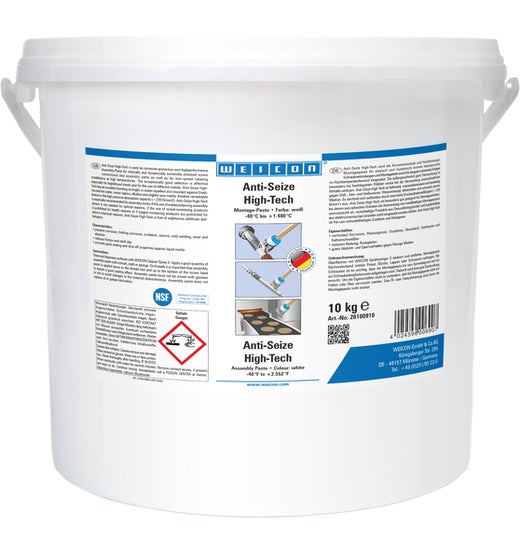 WEICON Anti-Seize High-Tech Montagepaste|metallfreie Schmier- und Trennmittelpaste|10 kg|weiß
