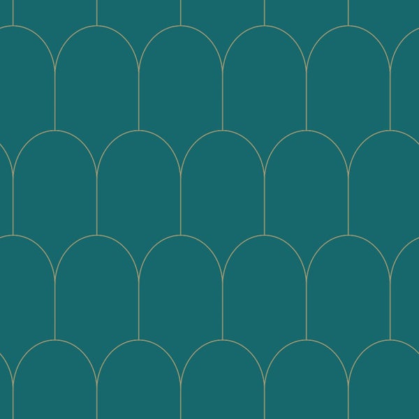 Tapete mit Art-Déco-Muster in Türkis