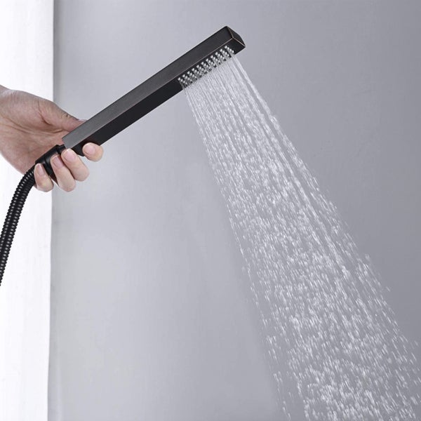 Home Deluxe - Design Standarmatur - SKY Matt Schwarz - Höhe: 112 cm, inkl. Handbrause I freistehende Armatur Wannenbrause Wanneneinlass
