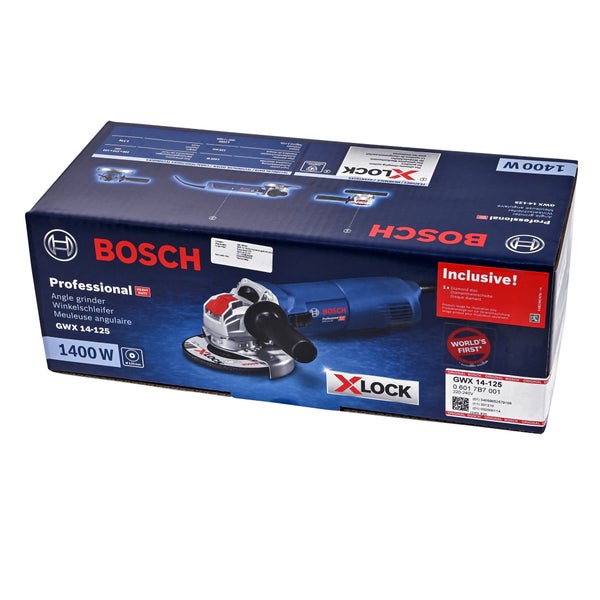 Bosch Professional Winkelschleifer GWX 14-125 mit 1400 Watt im Karton mit X-LOCK System inklusive Diamanttrennscheibe