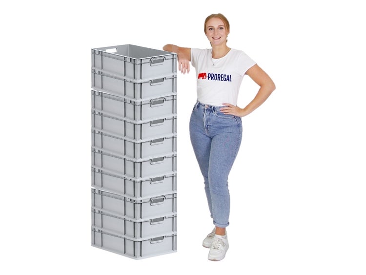 PROREGAL Eurobox Nextgen Economy Griffe Offen HxBxT 17 x 40 x 60 cm 34 Liter Eurobehälter Transportbox Transportbehälter Stapelbehälter