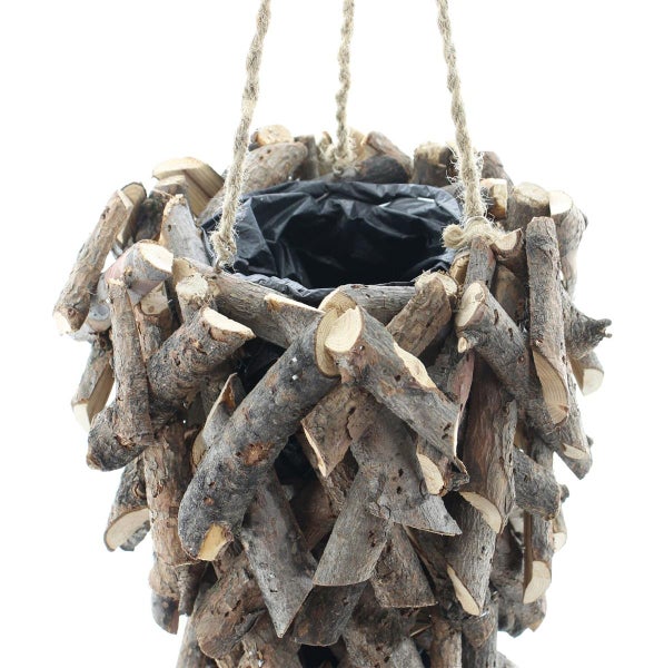 Dekoleidenschaft Pflanzenampel aus Rattan, braun, Ø 20 cm, Blumenampel für Drinnen & Draußen, Hängeampel für Balkon & Garten, Hängeblumentopf, Gartendeko zum Aufhängen