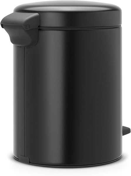 Brabantia Klassischer Tretmülleimer Mit Soft Verschluss 5 Liter HxBxT 30,2 x 26,3 x 21,7 cm Metall Metallik Schwarz
