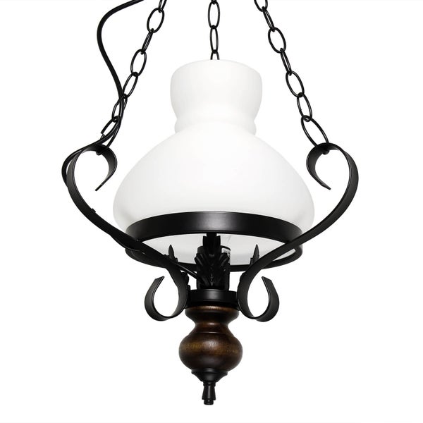 Hängelampe mit Kette und Glasschirm