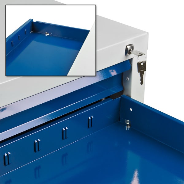 PROREGAL Schubladenschrank Kobra mit 7 Schubladen HxBxT 90 x 70 x 43,5 cm Lichtgrau Blau