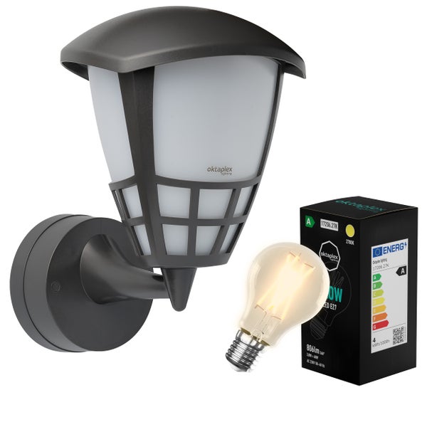 Außenlampe Oktaplex Bel E27 2700K warmweiß 806lm IP54 anthrazit 230V elegante Leuchte für Garten Terrasse Außenlaterne Wandlampe