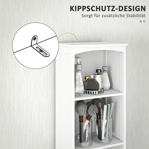 HOMCOM Badezimmerschrank Hochschrank mit 3 Regalen, 1 Schublade Badschrank Badregal Bad Schrank Badmöbel, Weiß, 34x24x170,5cm