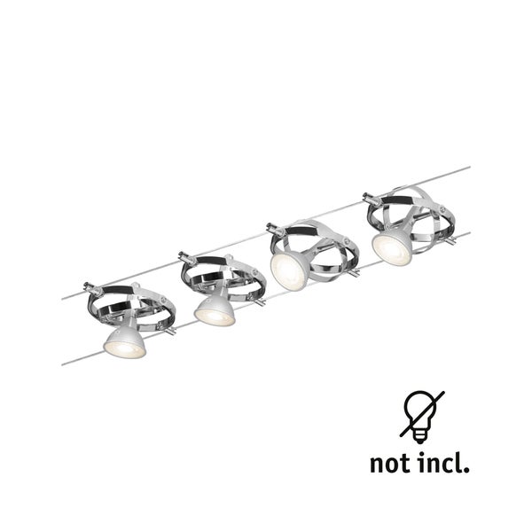 Seilsystem Cardan Basisset GU5,3 max. 4x10W dimmbar 230/12V Chrom matt, Chrom