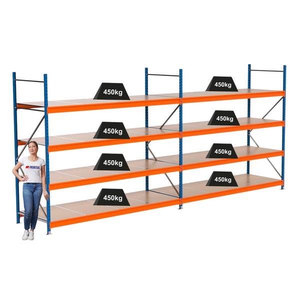 Industrieregal mit vier Ebenen, Belastbarkeit 450 Kilogramm pro Ebene