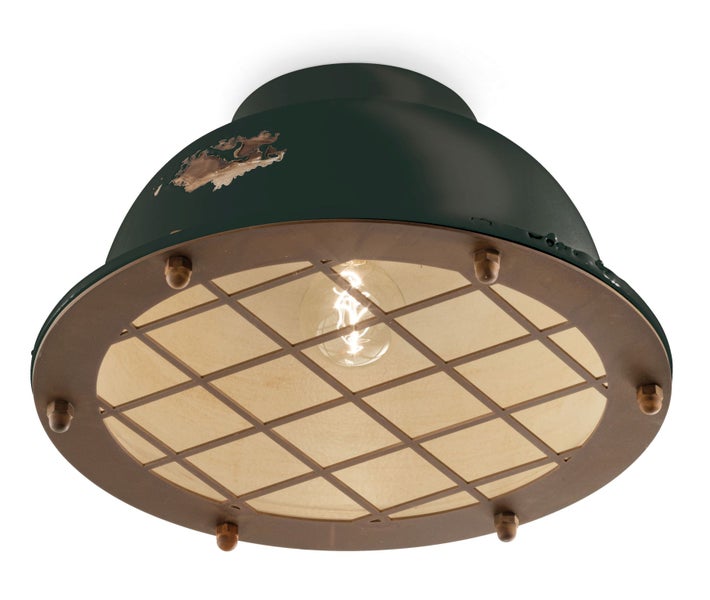 Deckenleuchte im Industriedesign mit Schutzgitter