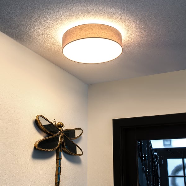 Deckenleuchte grau 40 cm inkl. LED - Drum LED