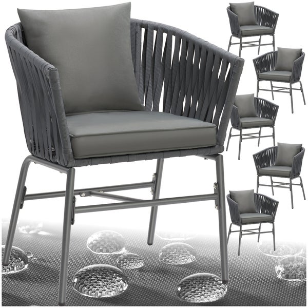 Stuhlset tectake Valeiras 60 x 61 x 77 cm Geflecht im Rope-Design dunkelgrau/dunkelgrau