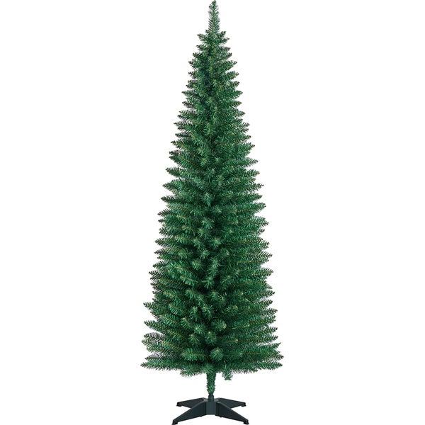 Schlanker künstlicher Weihnachtsbaum auf einem Ständer