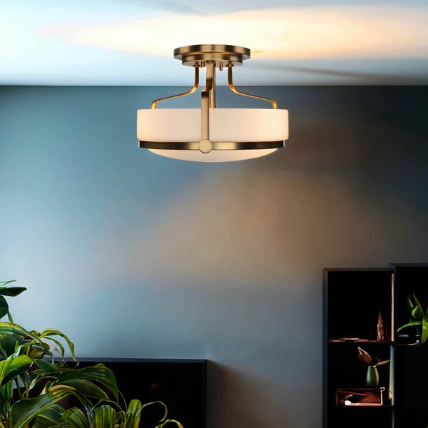 Deckenleuchte mit Lampenschirm aus Glas