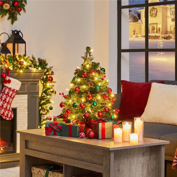 Yaheetech 50cm Weihnachtsbaum mit LED-Lichter , Grün