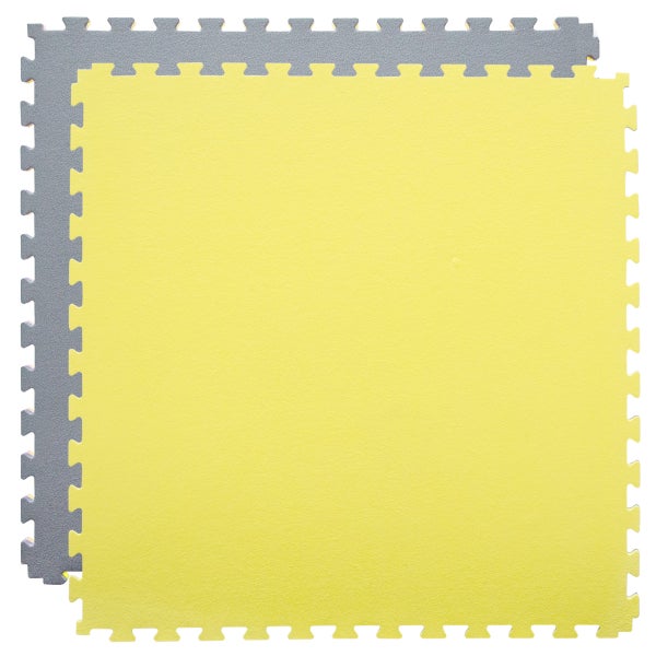 90x90cm Trainingsmatte mit Rand - 20mm Bodenschutz-Matte Grau Gelb