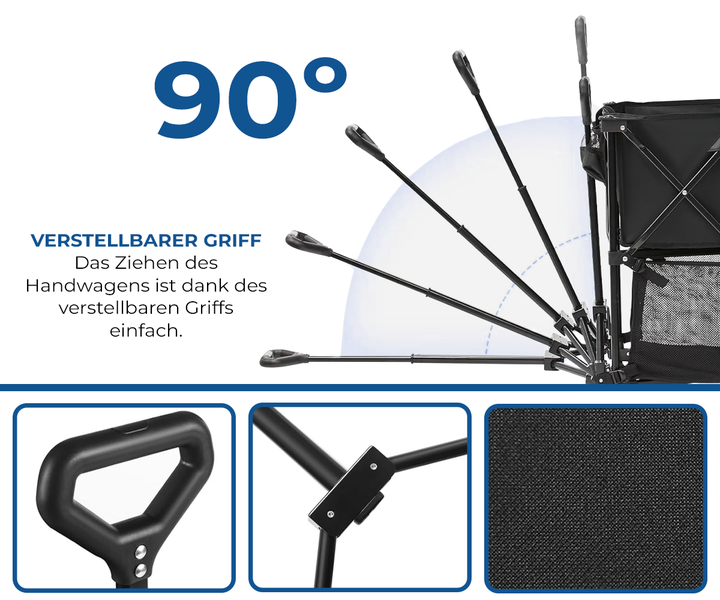 ALDORR Bollerwagen - XXL - faltbar - 400L - 300KG Ladekapazität - Schwarz