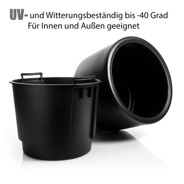 BigDean Blumentopf Design mit Einsatz rund ø 47 cm Schwarz – wetterfester Übertopf aus bruchsicherem Kunststoff – Pflanzkübel Made in Europe