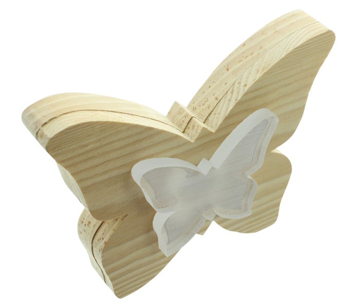 FRANK FLECHTWAREN | LED-Deko Schmetterling, HOLZ, KUNSTSTOFF, 20 x 4 x 15 cm