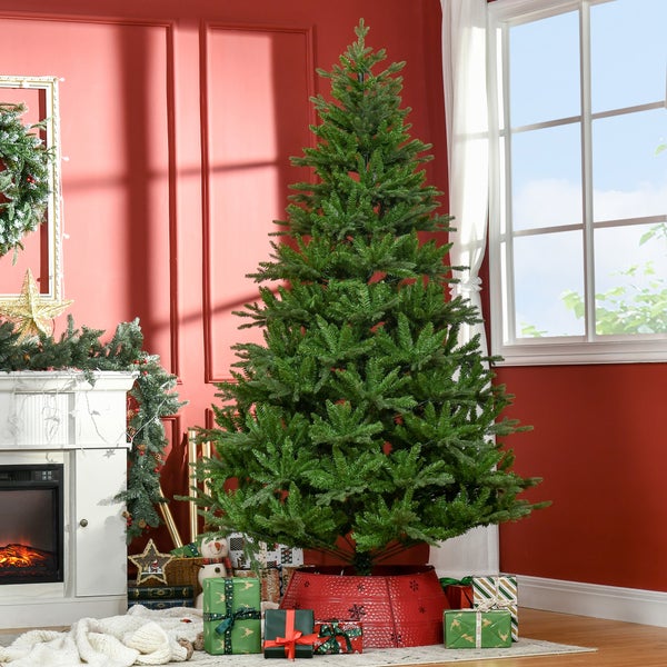 HOMCOM künstlicher Weihnachtsbaum 210 cm mit 2551 Astspitzen Christbaum Tannenbaum mit Standfuß flammhemmend PVC PE Metall Grün