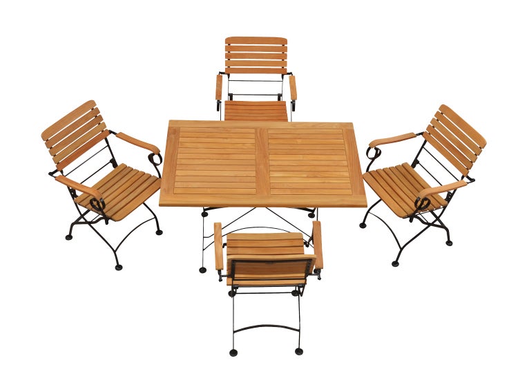 Teak Sitzgruppe 4 Stühle 1 Tisch 120 x 80 cm klappbar premium
