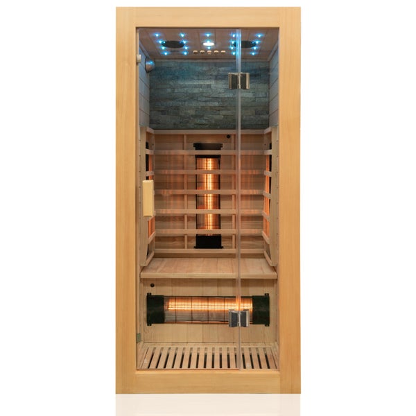 Dewello® Infrarotkabine Infrarotsauna MILTON 90cm x 90cm inkl. 4 Vollspektrumstrahler, Karbonstrahler, 1 Person, LED