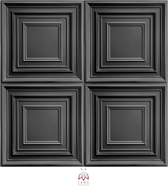 3D Wandpaneel 50x50 cm – PVC Kunststoff in realistischer 3D Optik – Roma Klassiker Desing D145 Schwarz