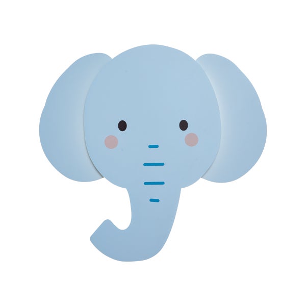 Kinder-Wandleuchte in Form eines blauen Elefantenkopfs.