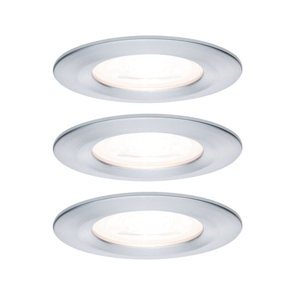 LED Einbauleuchte Nova Basisset starr IP44 rund 78mm GU10 3x6,5W 3x460lm 230V 2700K Alu gedreht