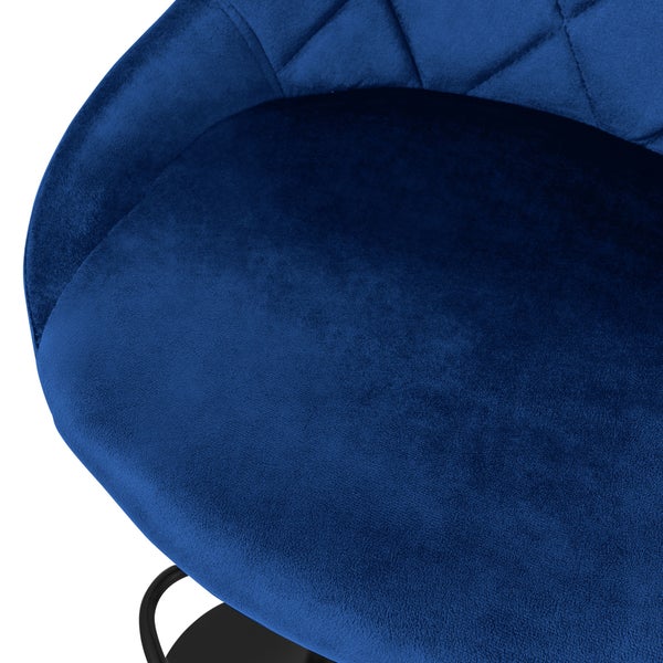 ML-Design Barhocker 4er Set, Bezug aus Samt, Blau, Gepolsterter Barstuhl mit Rückenlehne und Fußstütze, Tresenhocker höhenverstellbar 62-82 cm, 360° drehbar, Bistrohocker Hocker Drehstuhl Barstühle