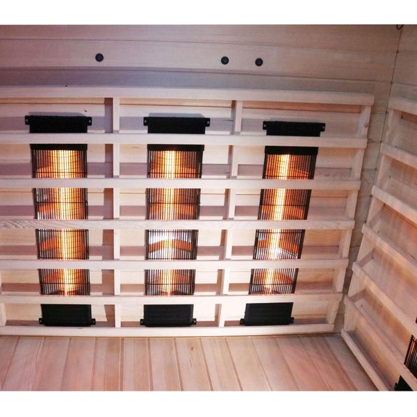 Dewello® Infrarotkabine Infrarotsauna LAKEFIELD 120cm x 120cm inkl. 5 Vollspektrumstrahler, 5 Karbonstrahler, 2 Personen