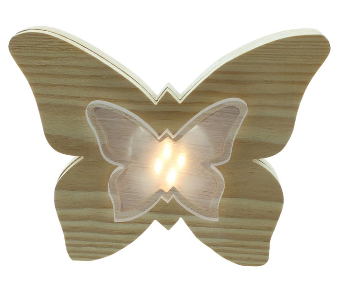 FRANK FLECHTWAREN | LED-Deko Schmetterling, HOLZ, KUNSTSTOFF, 20 x 4 x 15 cm