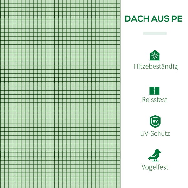 Outsunny Foliengewächshaus, Gewächshaus mit Tür, 295 x 100 x 80 cm, Stahl, PVC, Grün