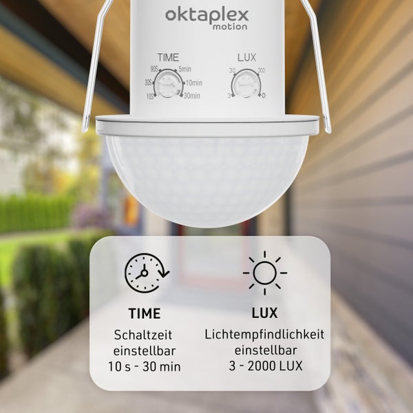 Oktaplex Motion Bewegungsmelder zur Zeiteinstellung und Lichtempfindlichkeitseinstellung