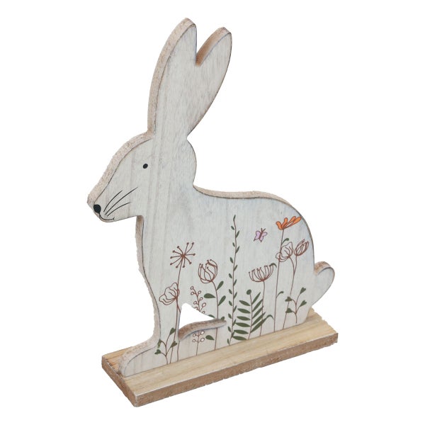 Dekorativer Osterhase aus Holz mit Blumenmuster