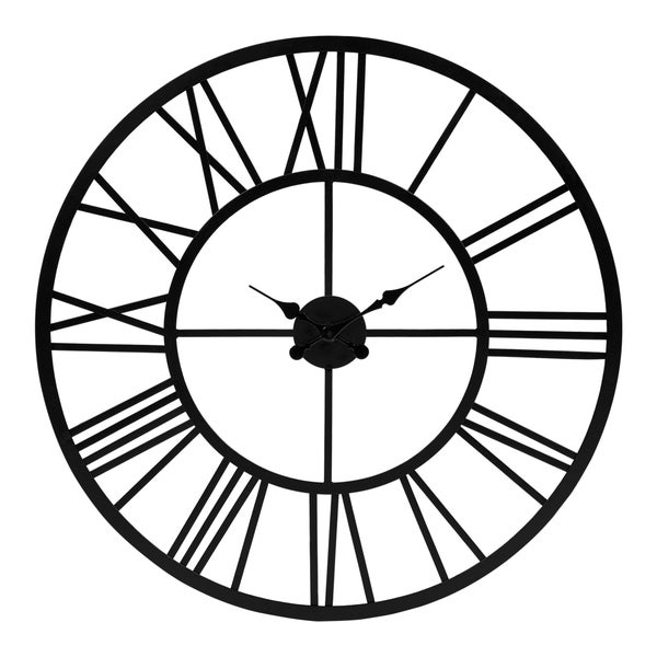 WOMO-DESIGN | Große Wanduhr Malmö Ø85 cm Rund, Unikat, handgefertigt aus Eisen, Vintage-Stil, Schwarz, Großen römische Ziffern, Lautlos, ohne Tickgeräusche, Designuhr Dekouhr Dekorative Uhr Design Uhr