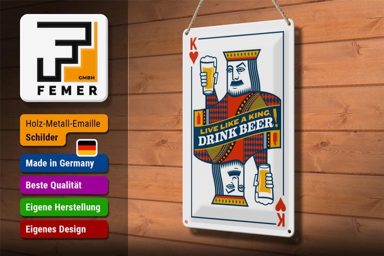 Blechschild Spruch 20x30cm Bier König drink Beer King