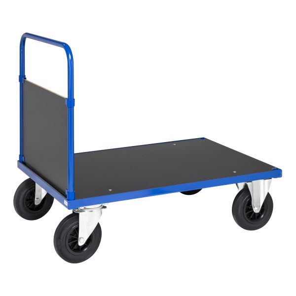 Kongamek Plattformwagen in blau 1200x800x900mm mit geschlossenem Schiebegriff, Gummibereifung und Bremse