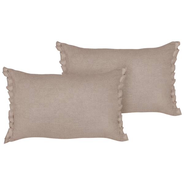 Dekokissen 2er Set SASSAFRAS Leinen 30 x 45 cm Hellbraun Ohne Muster