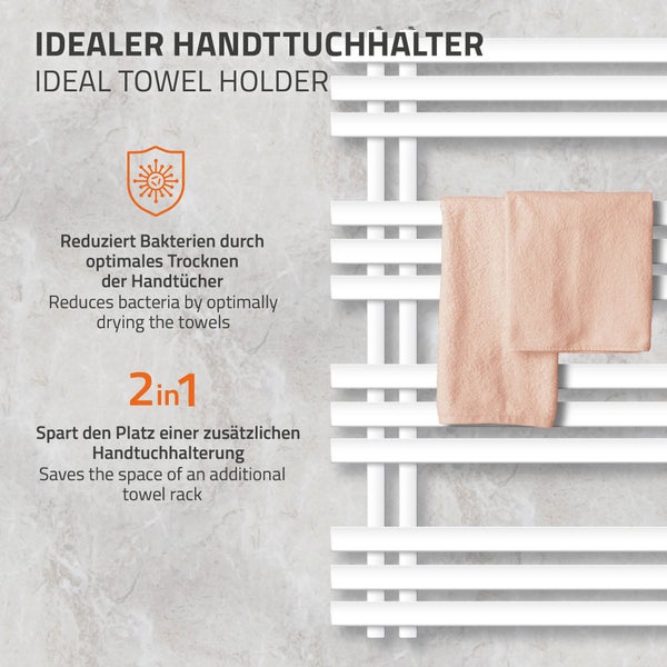 ECD Germany Badheizkörper Elektrisch 500 x 1000 mm Weiß mit Heizstab 300W - Flach Designbadheizkörper Paneelheizkörper Handtuchwärmer Handtuchtrockner Handtuchheizkörper Handtuchheizung Heizung