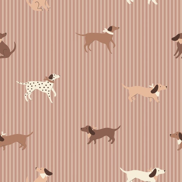 Illustration mit Hunde-Motiv auf gestreiftem Hintergrund