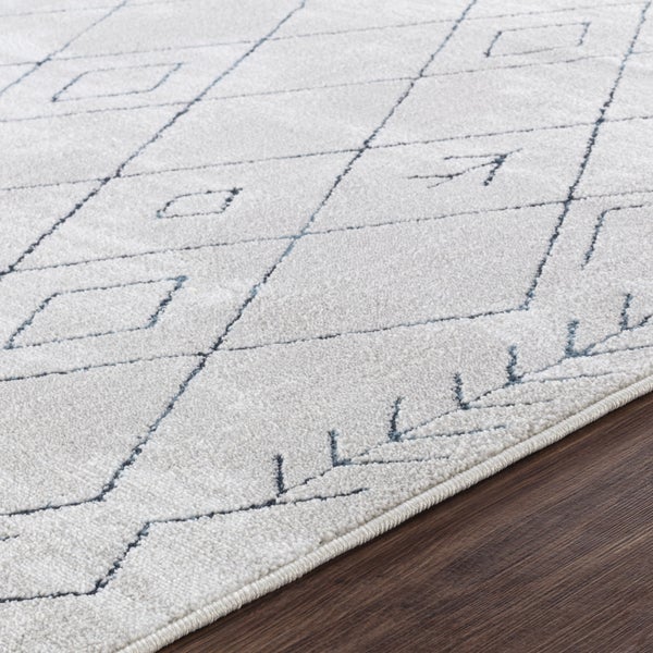 Etnhischer Berber Teppich Weiß/Blau 200x275 cm FABIA