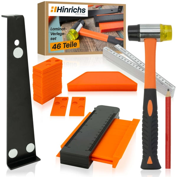 Hinrichs Laminat Verlegeset - 46-teiliges Komplettset - Boden Verlegewerkzeug