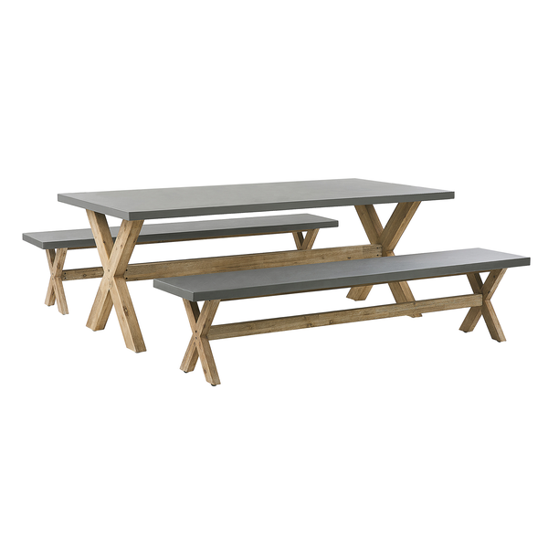 Gartenmöbel Set mit Bänken 6-Sitzer OLBIA Beton Grau